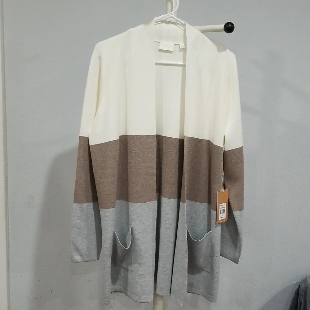 Cyrus Women's Cardigan Size L Cream Tan Gray - Picture 1 of 11
